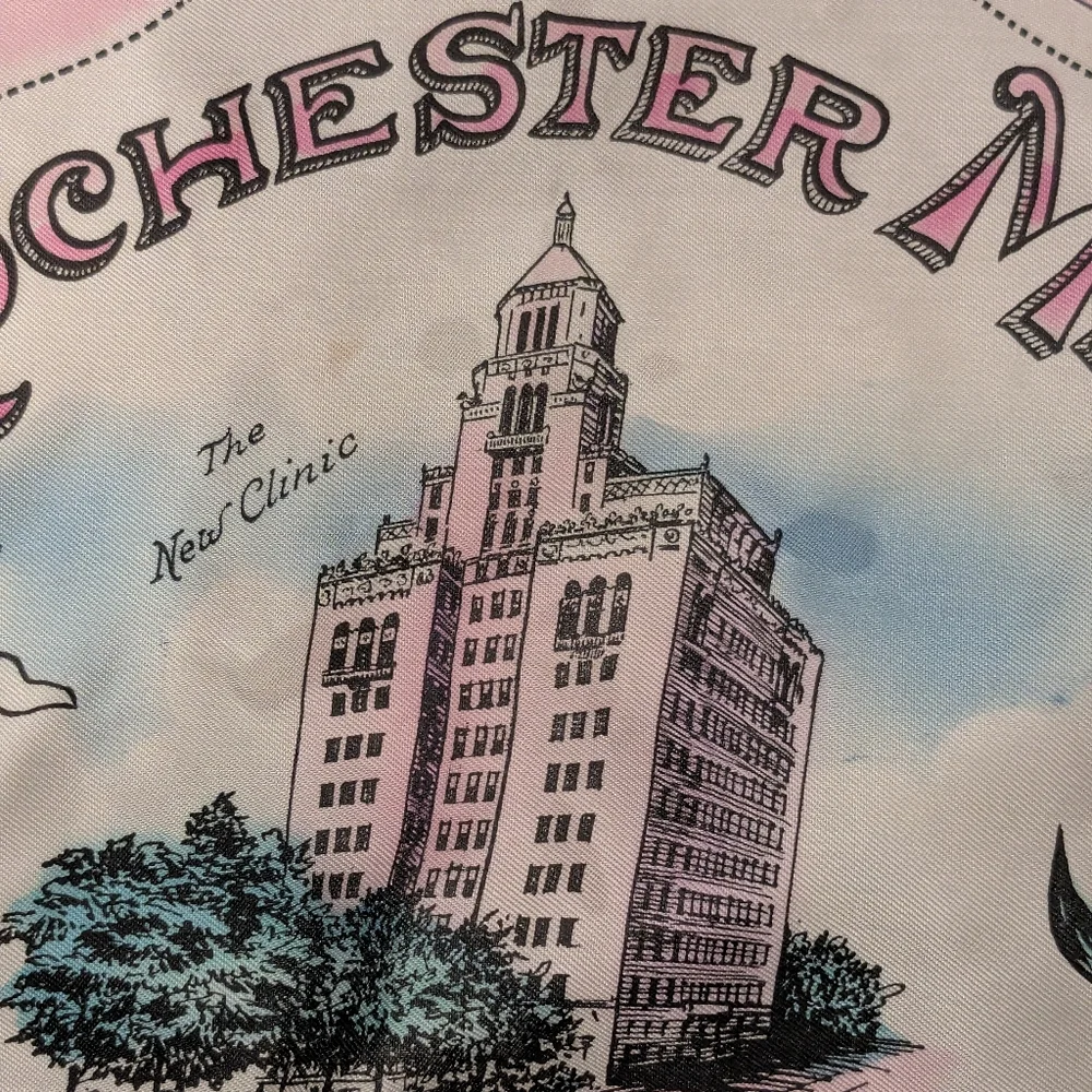 Vintage 60s Souvenir Pillowcase Rochester Minnesota Throw Pillow Size